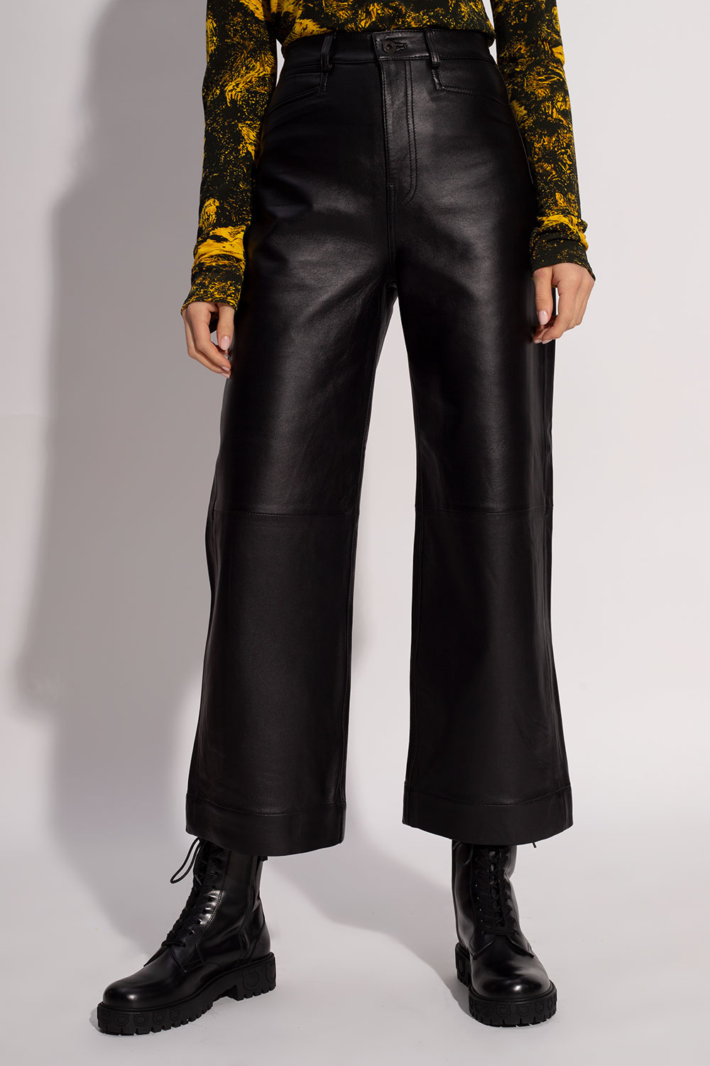 Black Leather trousers with logo Proenza Schouler White Label